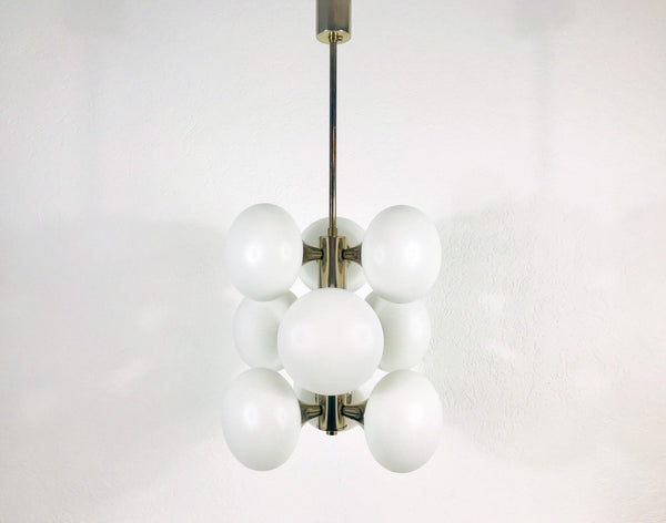 Mid-Century 9-Arm Chrome Ceiling Lamp from Kaiser, Germany, 1960s