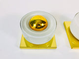 Pair of 2 Mid Century Brass and Ice Glass Wall Lamps by Limburg, Germany, 1960s