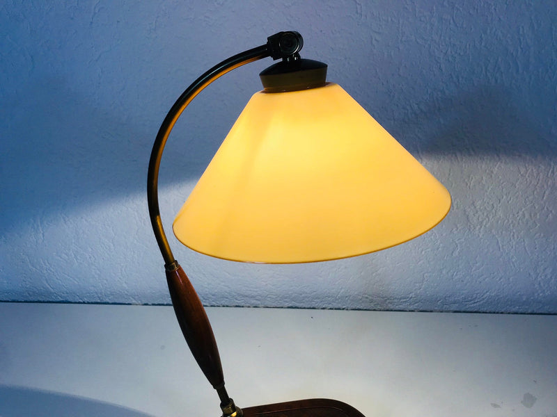 Art Deco Wood and Brass Table Lamp, Germany, 1940s