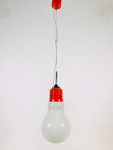 Italian Space Age Orange Metal Hanging Lamp, Italy,  1970s