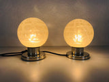 Pair of Chrome and Ice Glass Table Lamps by Doria, Germany 1960s