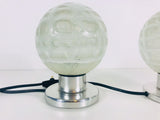Pair of Chrome and Ice Glass Table Lamps by Doria, Germany 1960s