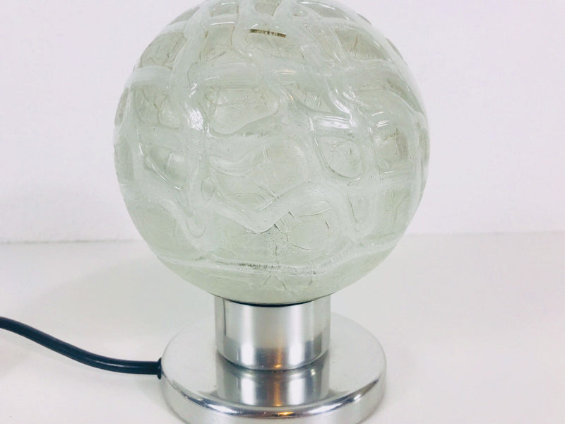 Pair of Chrome and Ice Glass Table Lamps by Doria, Germany 1960s