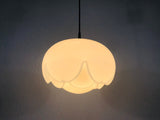 Peill and Putzler Artichoke Space Age White Glass Pendant Lamp, Germany, 1970s