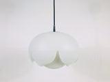 Peill and Putzler Artichoke Space Age White Glass Pendant Lamp, Germany, 1970s