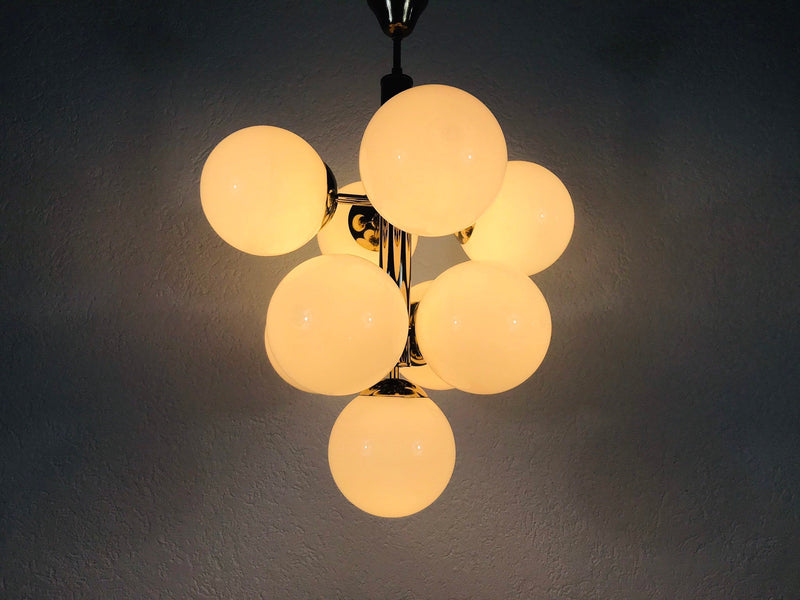 Mid-Century 9-Arm Chrome Ceiling Lamp from Kaiser, Germany, 1960s