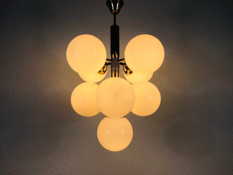 Mid-Century 9-Arm Chrome Ceiling Lamp from Kaiser, Germany, 1960s