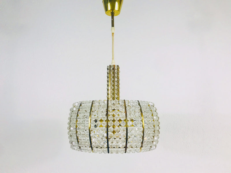Crystal Glass and Brass Chandelier by Emil Stejnar for Rupert Nikoll, Germany, 1960s