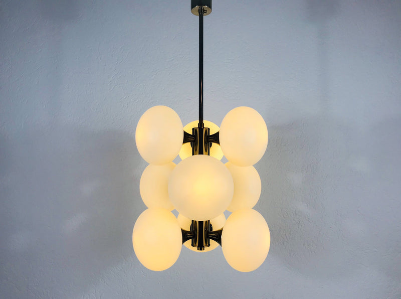 Mid-Century 9-Arm Chrome Ceiling Lamp from Kaiser, Germany, 1960s