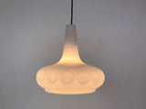 Large Peill and Putzler Space Age White Glass Pendant Lamp, Germany, 1970s