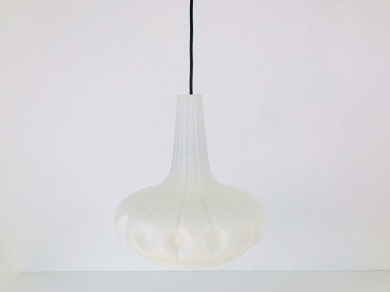 Large Peill and Putzler Space Age White Glass Pendant Lamp, Germany, 1970s