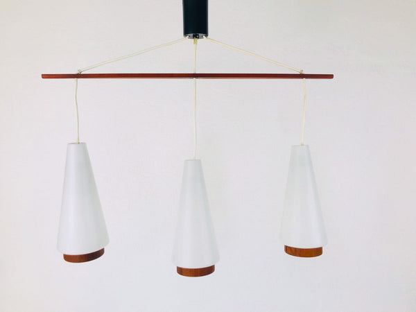 Mid-Century Modern Danish Teak Hanging Lamp, 1960s