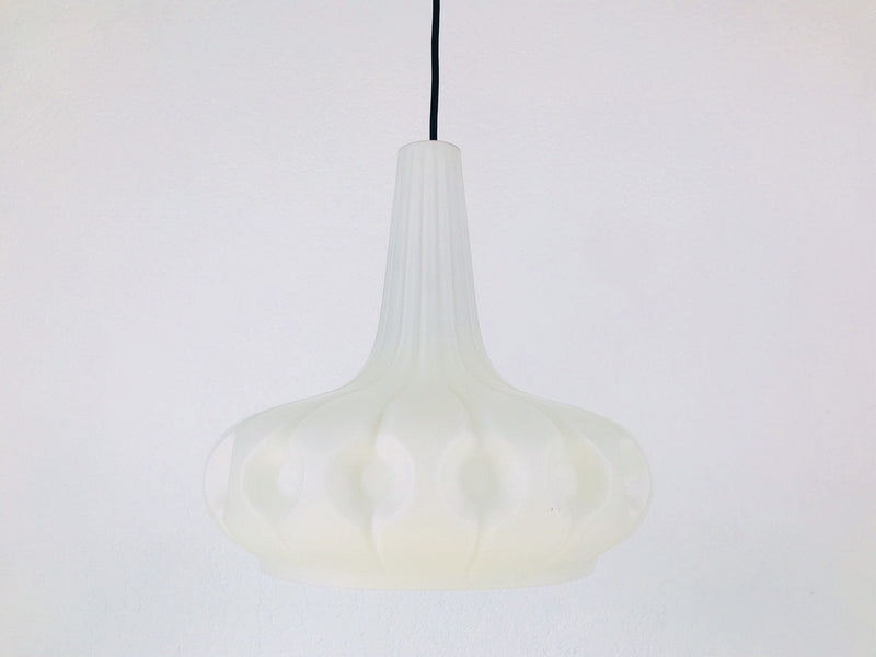 Large Peill and Putzler Space Age White Glass Pendant Lamp, Germany, 1970s