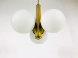 Mid-Century 3-Arm Brass Ceiling Lamp from Kaiser, Germany, 1960s