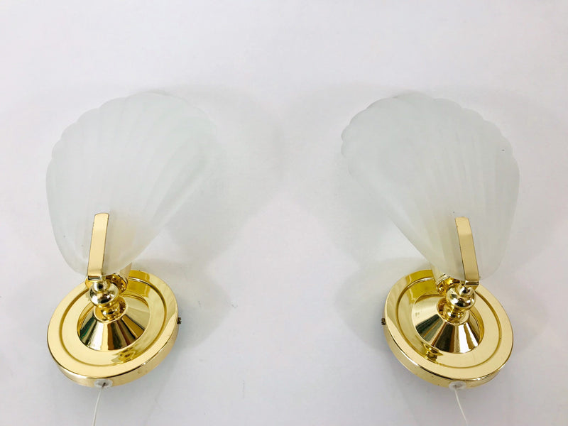 Pair of 2 Golden Italian Wall Lamps, Italy, 1980s