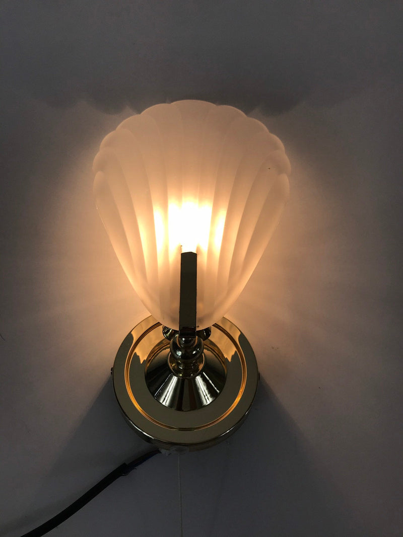 Pair of 2 Golden Italian Wall Lamps, Italy, 1980s