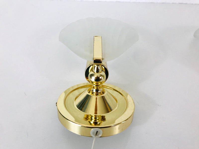 Pair of 2 Golden Italian Wall Lamps, Italy, 1980s