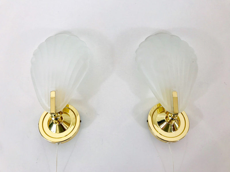 Pair of 2 Golden Italian Wall Lamps, Italy, 1980s