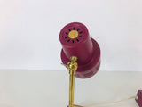 Pair of 2 Beautiful Brass and Red Metal Table Lamps, Germany, 1960s