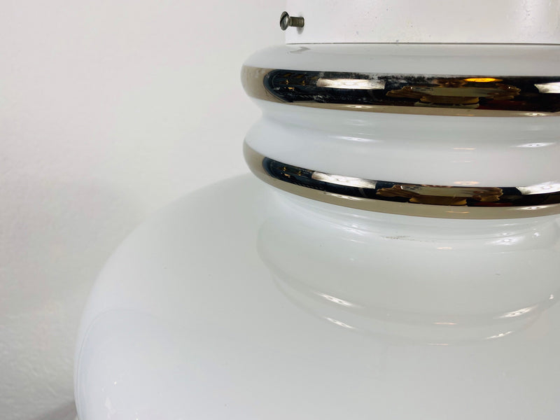Sölken Space Age White Glass Pendant Lamp, Germany, 1970s