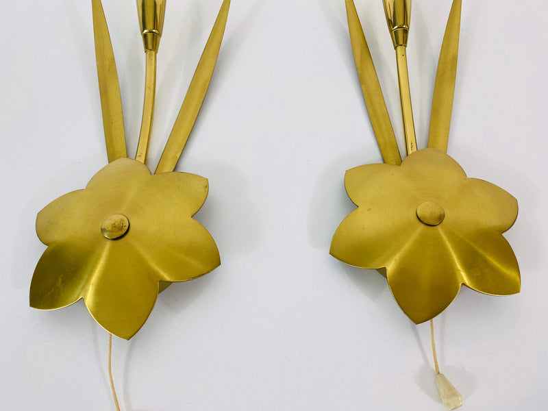 Pair of Sputnik Brass Wall Lamps, Germany, 1960s