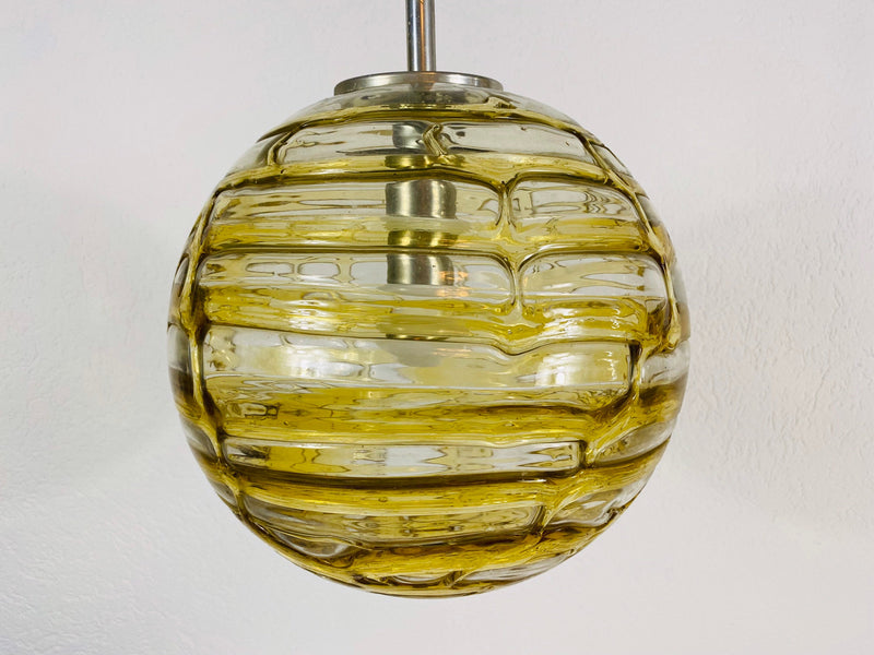 1 of 7 Mid Century Modern Murano Glass Ball Pendant Lamp by Doria, Germany, 1960s