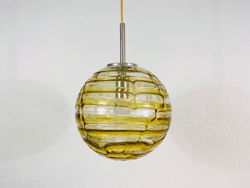 1 of 7 Mid Century Modern Murano Glass Ball Pendant Lamp by Doria, Germany, 1960s