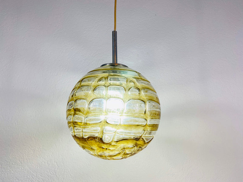 1 of 7 Mid Century Modern Murano Glass Ball Pendant Lamp by Doria, Germany, 1960s