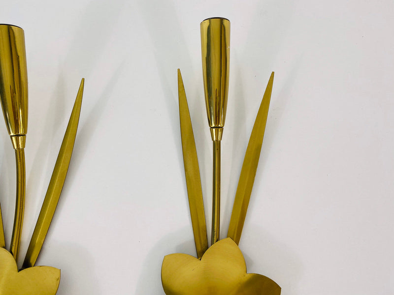 Pair of Sputnik Brass Wall Lamps, Germany, 1960s