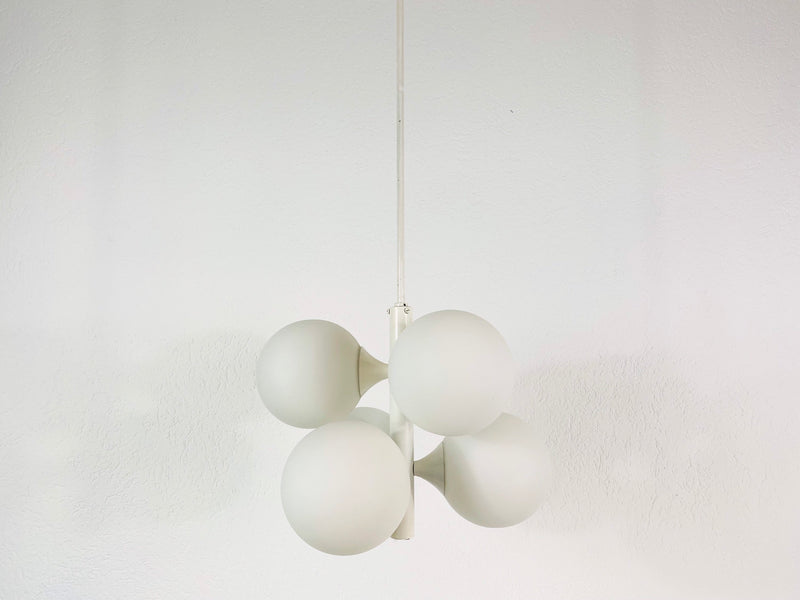 Mid-Century 4-Arm White Ceiling Lamp from Kaiser, Germany, 1960s