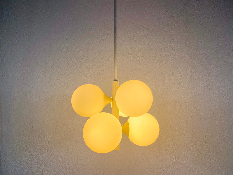 Mid-Century 4-Arm White Ceiling Lamp from Kaiser, Germany, 1960s