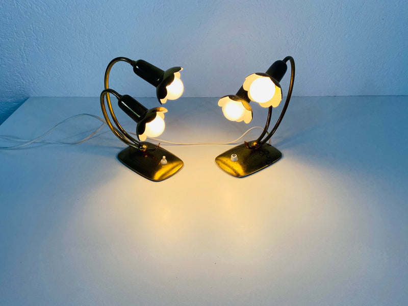 Pair of 2 Beautiful Brass Table Lamps, Germany 1960s