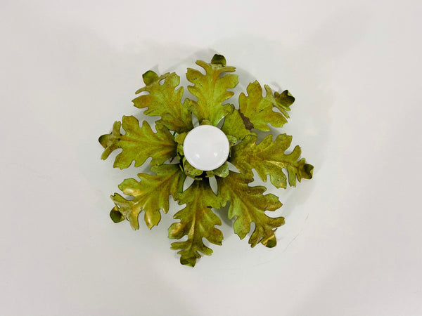 Green Florentine Flower Shape Flushmount Attributed to Banci Firenze, 1950s