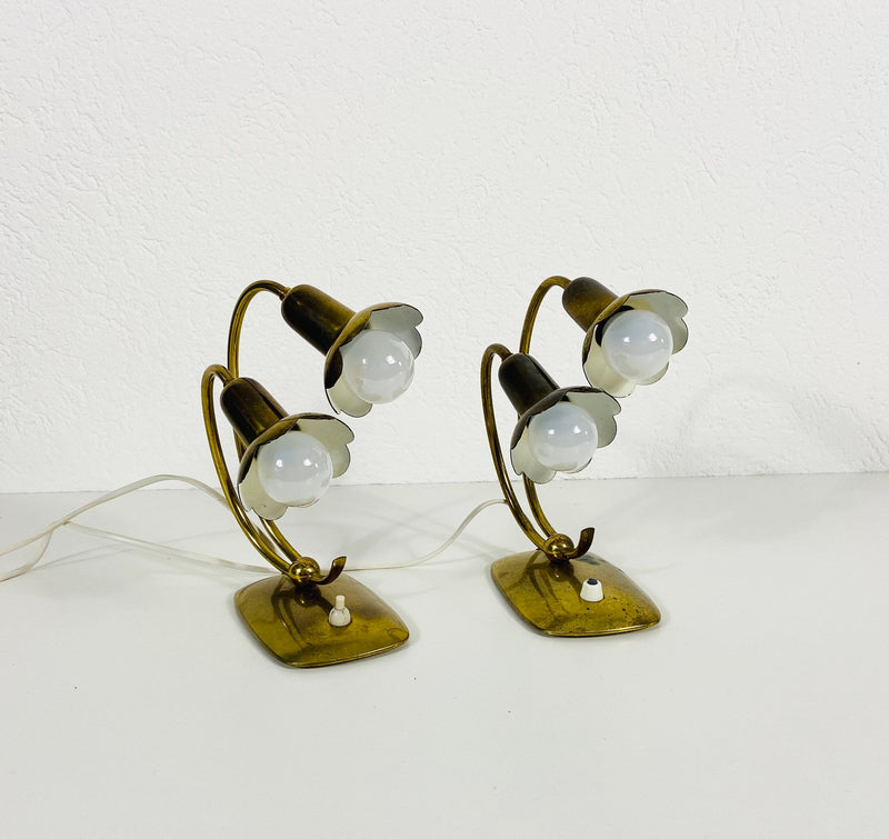 Pair of 2 Beautiful Brass Table Lamps, Germany 1960s