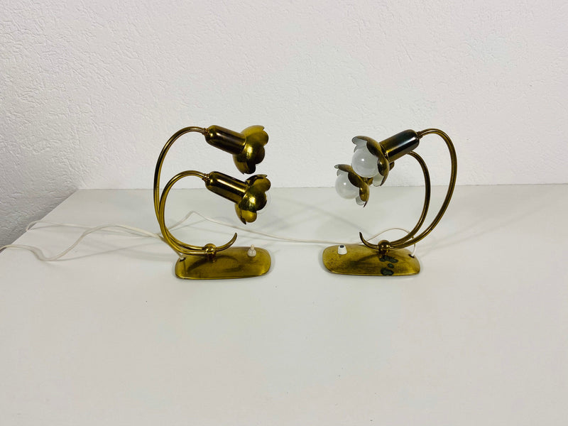 Pair of 2 Beautiful Brass Table Lamps, Germany 1960s
