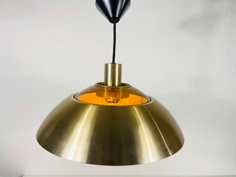 Danish Brass Hanging Lamp, Denmark, 1970s