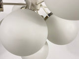 Large Kaiser Midcentury White 9-Arm Space Age Chandelier, Germany, 1960s