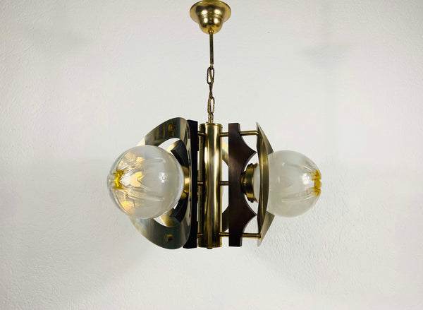 Aluminium and Murano Glass Pendant Light by Mazegga, 1970s, Italy