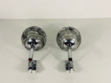 Set of 2 Chrome and Ice Glass Wall Lamps by Doria, Germany, 1960s
