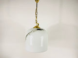 White Glass and Brass Hanging Lamp by Peill & Putzler, 1970s, Germany