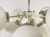 Large Kaiser Midcentury White 9-Arm Space Age Chandelier, Germany, 1960s