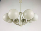 Large Kaiser Midcentury White 8-Arm Space Age Chandelier, 1960s, Germany