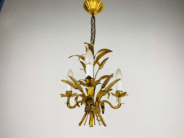 Golden Wheat Sheaf Pendant Lamp by Hans Kögl, Germany, 1970s