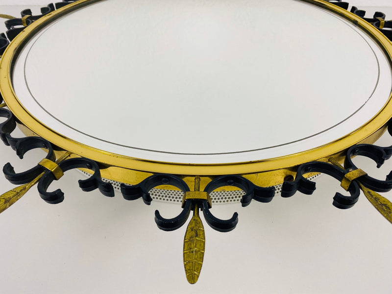 Mid-Century Italian Round Illuminated Brass Wall Mirror, Italy, 1960s