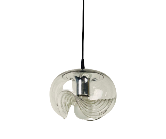 1 of 2 Transparent Glass Pendant Lamp by Koch & Lowy for Peill and Putzler, 1960