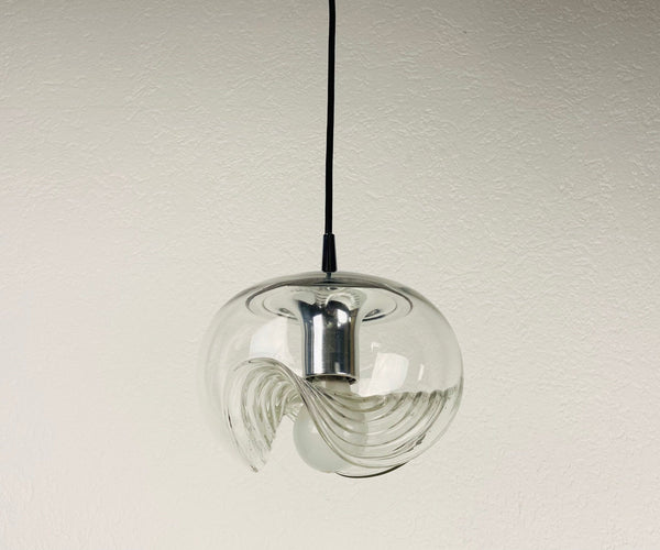 1 of 2 Transparent Glass Pendant Lamp by Koch & Lowy for Peill and Putzler, 1960