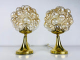 Bubble Glass Table Lamps with Brass Base by Limburg, Germany, 1970s