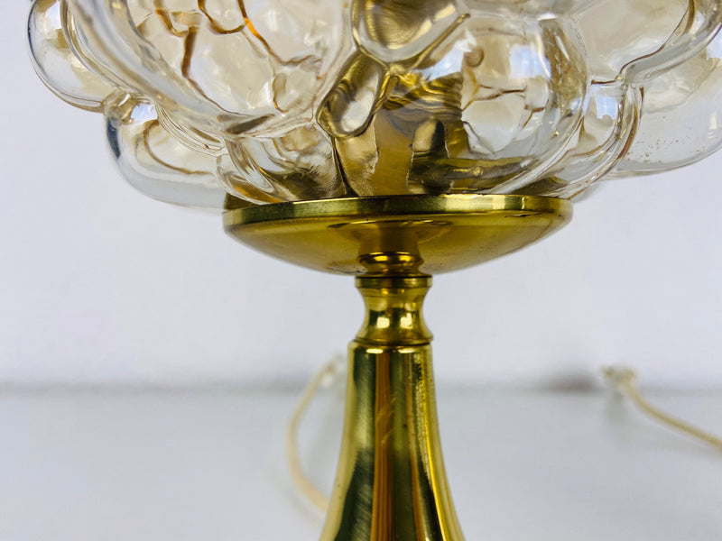 Bubble Glass Table Lamps with Brass Base by Limburg, Germany, 1970s