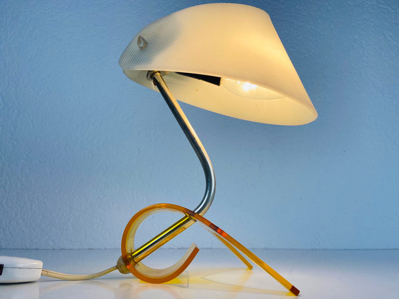 Extraordinary White and Orange Perspex Table Lamp, 1970s