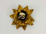 Golden Florentine Flower Shape Flushmount by Banci, Italy, 1970s